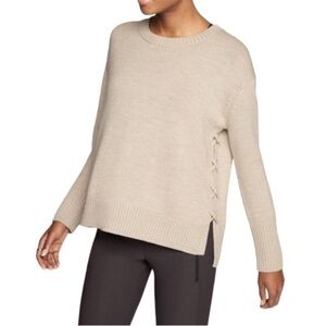 Athleta Nopa Boxy Lace-Up Side Tie 100% Merino Wool Sweater S